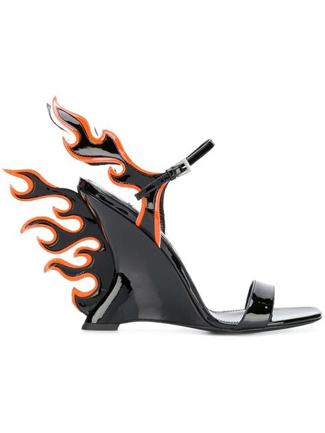 prada scarpe fiamme|prada flame wedge.